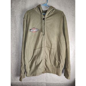 Harley-Davidson Full Zip Khaki Hoodie Sz XL